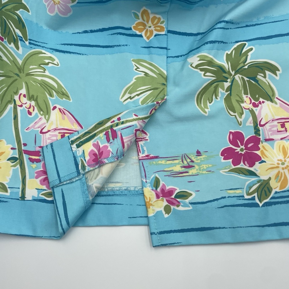 Women's Blue Halter Dress Size 4P Tropical Print Floral Vacation Cruise Hawaiian - Picture 10 of 14